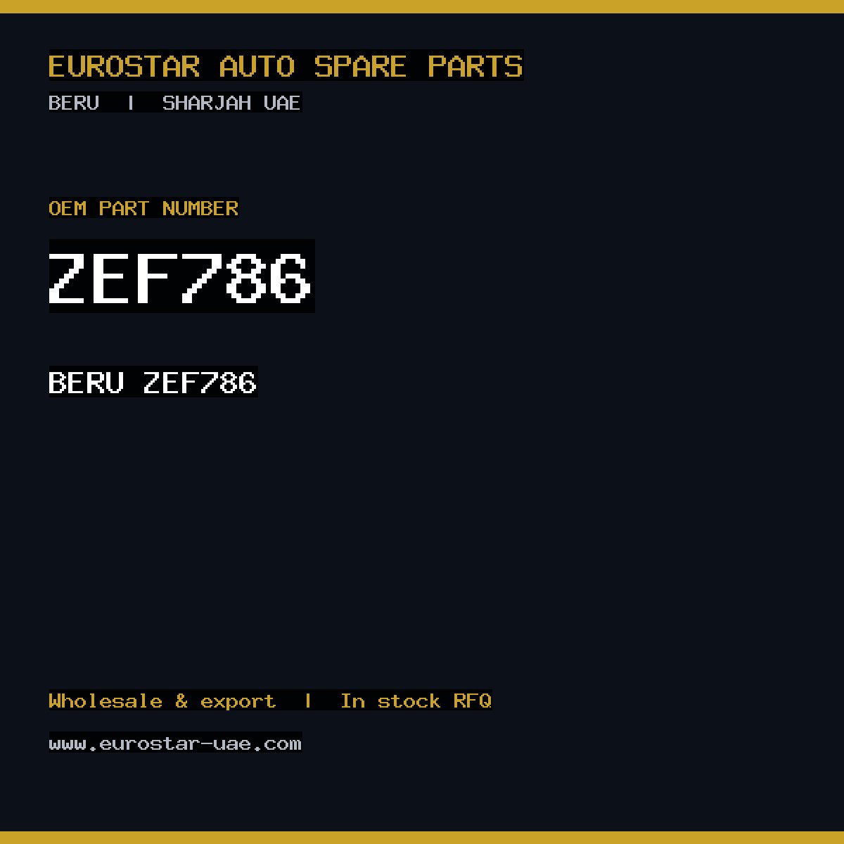 ZEF786 — BERU ZEF786