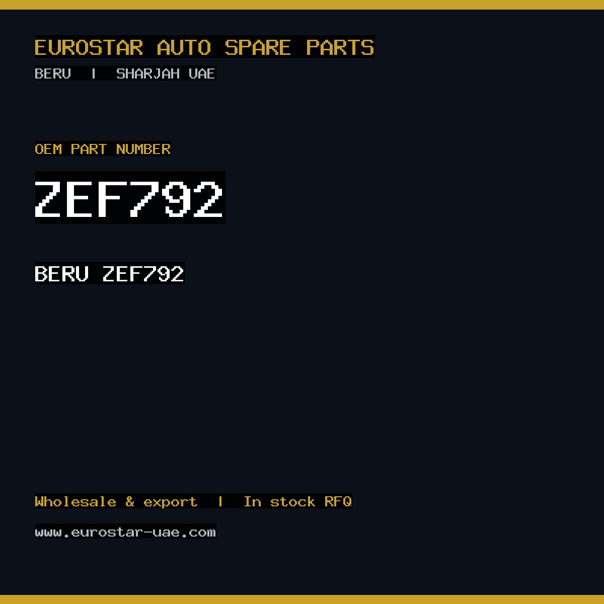 ZEF792 — BERU ZEF792