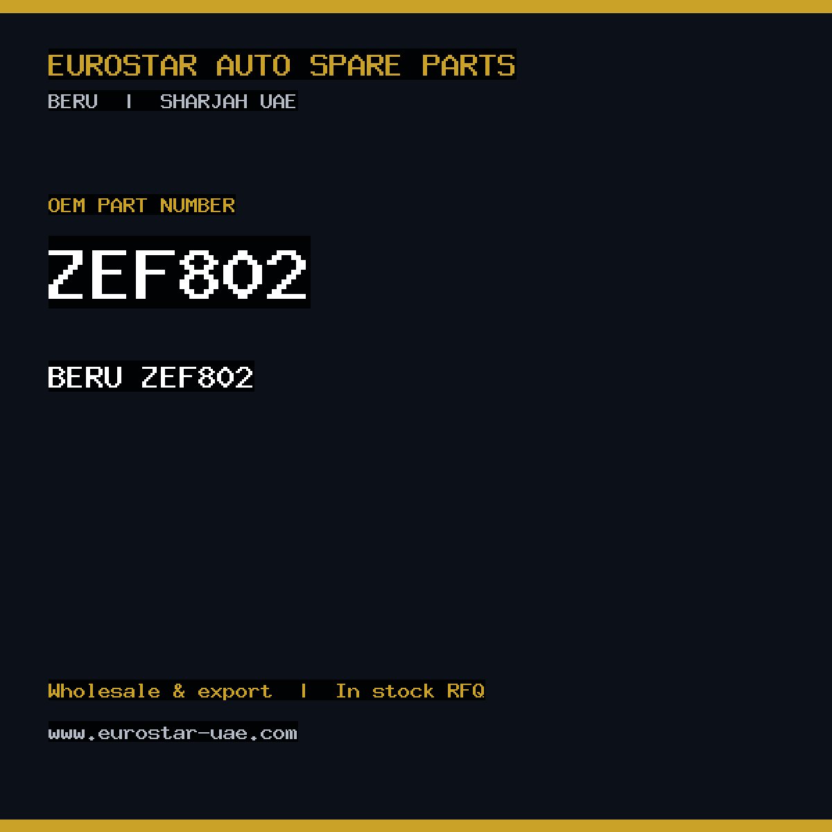 ZEF802 — BERU ZEF802